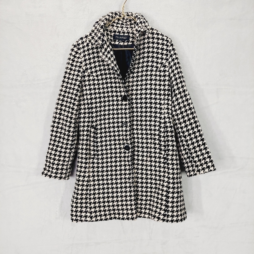 Fs Limited Black and White Chevron Print Wool Jacket  Z34